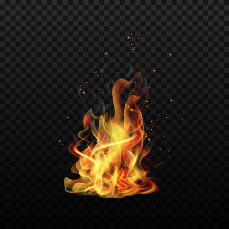 Fire flame. Sparks flame. Isolated background. Realistic fire. Vectorのイラスト素材