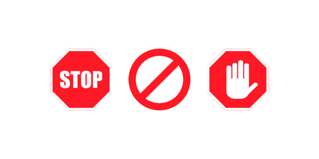 Sign stop no red colored. Set sign icon. Stop icon isolated on white background. Vector illustrationのイラスト素材