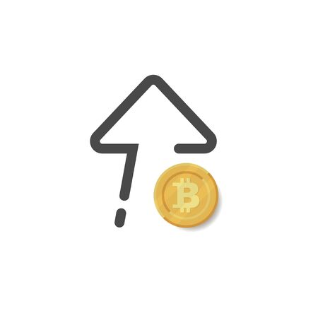 Bitcoin up illustration with arrow icon. Vector illustrationのイラスト素材