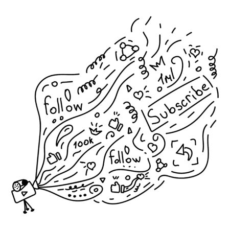Hand draw illustration in doodle style. Social media art. Vector illustrationのイラスト素材
