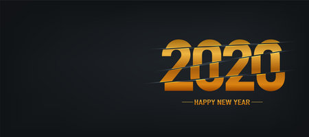 2020 golden card poster. Happy new year. Vector background