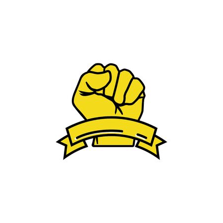 Award icon golden fist trophy for winners. Sport trophy. Linear style. Vector islated illustration.のイラスト素材