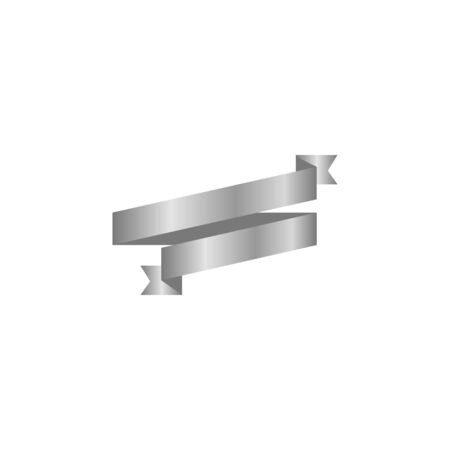 Ribbon or banner vector illustration. Flat vector ribbon banner isolated background. Ribbon silver colored.のイラスト素材