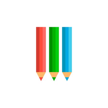 Pencil multicolor set, isolated vector icon art drawing equipment illustration.のイラスト素材