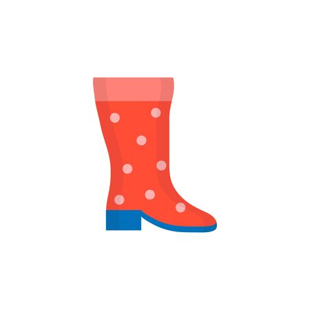 Rain boots flat rubber galoshes waterproof gumboots isolated illustration, vector icon footwear clothing, wet autumn rainy season.のイラスト素材