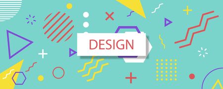 Background of geometric shapes. Memphis design, retro elements for web. Vector illustrationのイラスト素材