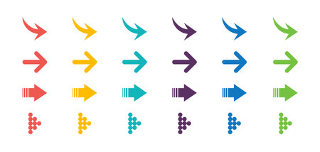 Arrows set icon. Arrows set vector illustration. Arrow icon. Colorful arrow symbols. vector icon. Arrows vector collection. Vectorのイラスト素材