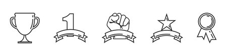 Award icon golden cups for winners. Sport trophy. Linear style. Vector illustrationのイラスト素材