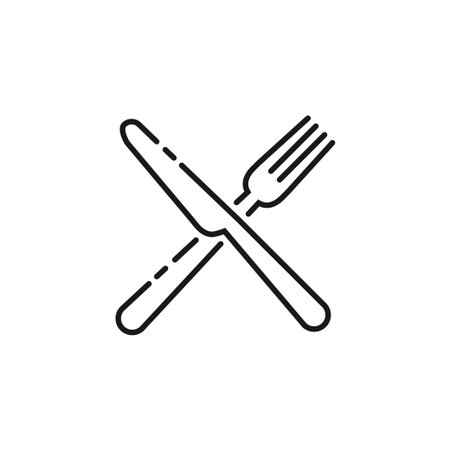 Cutlery icon. Set of fork, knife, spoon. Tableware icon. Logotype menu. Set in flat style. Silhouette of cutlery. Vector illustrationのイラスト素材