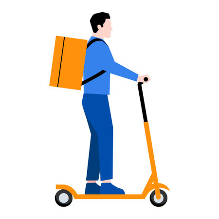 Delivery drives an electric scooter. Delivery iconのイラスト素材