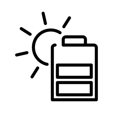 Energy battery icon with sun. Outline iconのイラスト素材