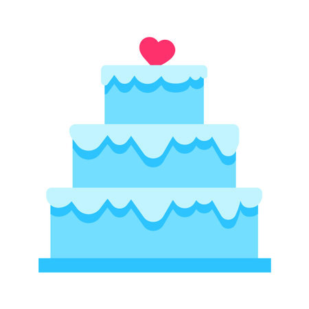 Cake with hearth icon. Romantic decorationのイラスト素材