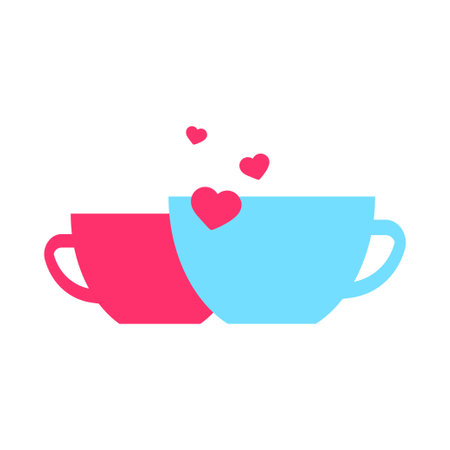 Two mugs for lovers icon. Romantic decorationのイラスト素材