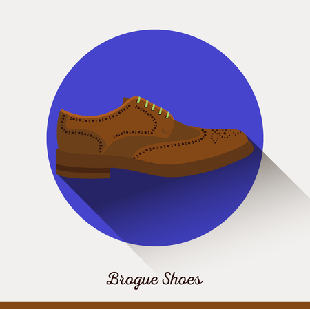 Vector classic leather Brogue Shoes. Businessman stylish accessories. Flat icon male accessories. Business icon. Retro.のイラスト素材