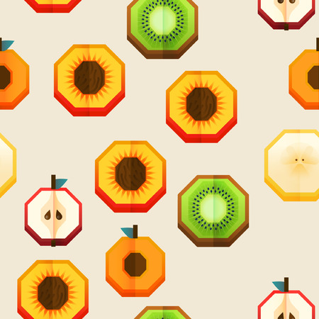 Vector seamless fabric pattern, print design with fruits half.のイラスト素材