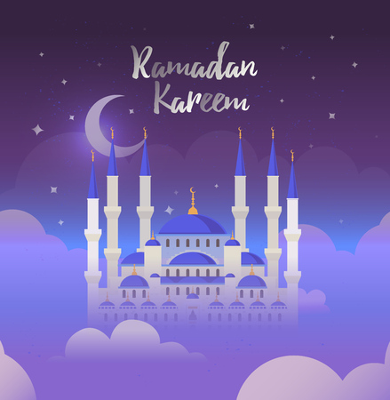 Ramadan Kareem greeting card. Vector Illustration for Muslim holy month Ramadan Kareem.のイラスト素材