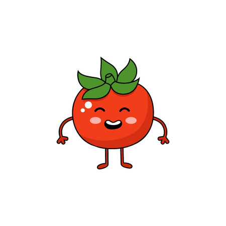Tomato happy character on white background.のイラスト素材