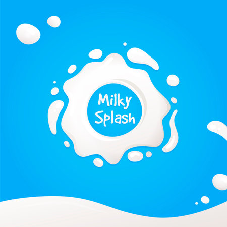 Splash of milk. Dairy product. Tasty milk or yogurt shape vector sign.のイラスト素材