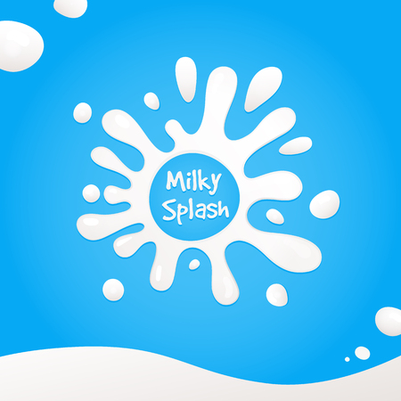 Splash of milk. Milk stain element for label or package design. Dairy product. Tasty milk or yogurt shape vector sign.のイラスト素材