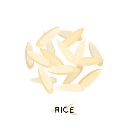 A handful of White rice. Agro culture rice seeds icon.のイラスト素材