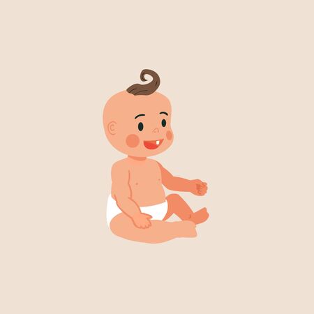 Character Baby in diaper. Cheerful little kid isolated icon.のイラスト素材