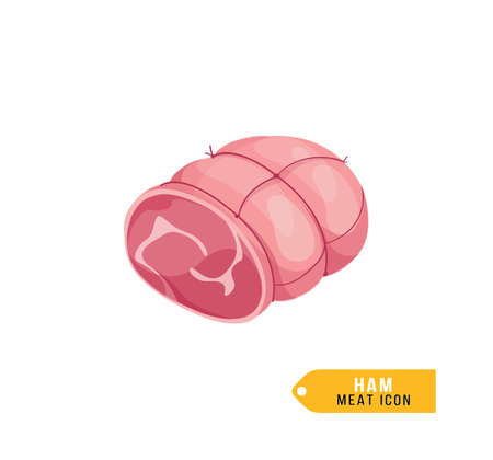 Smoked ham delicious illustration for menu, cover, packaging. Realistic meat product element.のイラスト素材