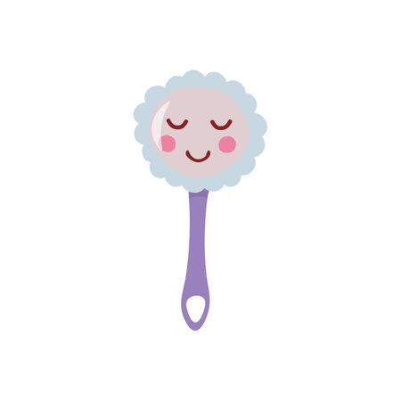 Vector colorful clipart of a cute baby rattle. isolated image. In the style of hand drawn, in pastel colors. On a white background.のイラスト素材