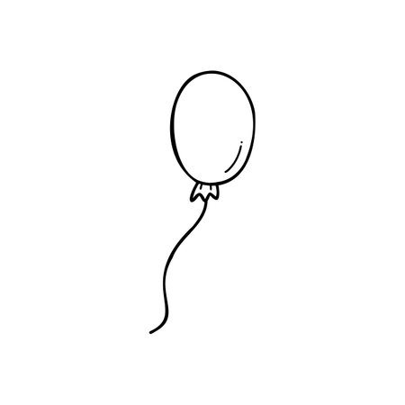 Vector single isolated balloon clipart in doodle style. Stock image on a white background.のイラスト素材