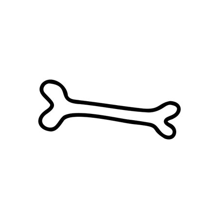 Bone icon. In doodle style. Outline clipart isolated on white backgroundsingle. Hand-drawn clipartのイラスト素材