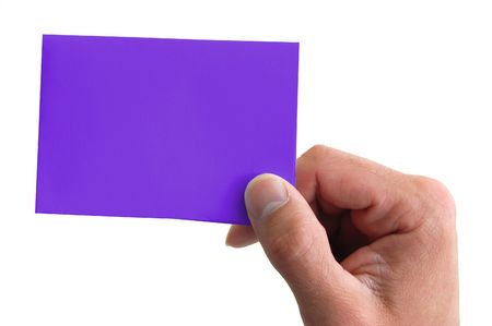 hand hold a colored blank business card isolated on white background                                    の写真素材