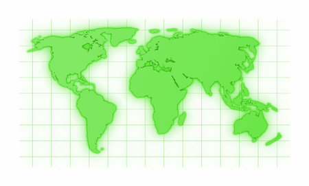 illustration of a colored world map isolated on white background