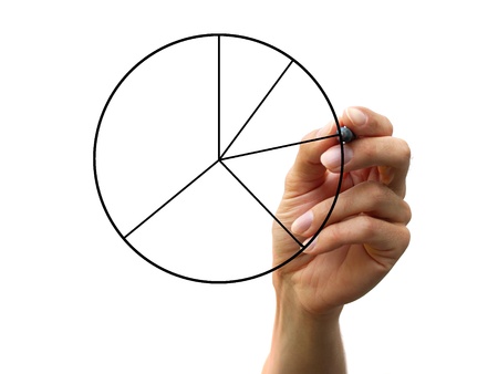 hand drawing a chart isolated on white backgroundの写真素材