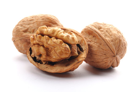 closeup of  a walnut isolated on white background