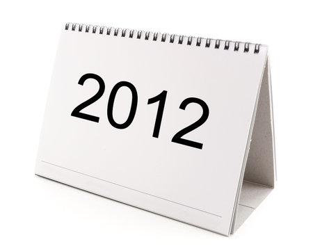 calendar shows Happy New Year 2012 on white background