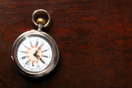 view of an old silver pocket watchの写真素材