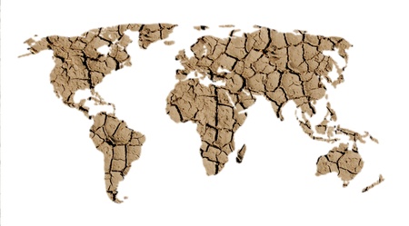 world map of dry land on white backgroundの写真素材