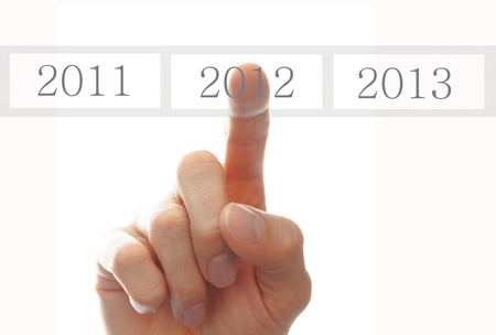 hand push a task with happy new year 2013の写真素材