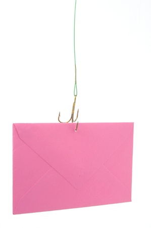 a rosa letter is catching with a fishing cookの写真素材
