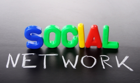 colorful letters on the blackboard, social network conceptの写真素材