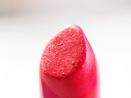 Closeup macro view of red bullet lipstick textureの写真素材