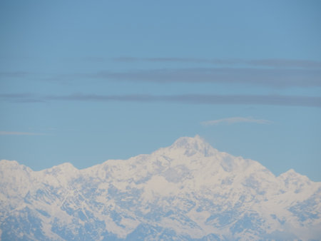 Snow-capped Himalayan mountain range from Bhutanの写真素材