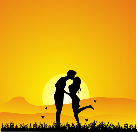 Kissing silhouetteのイラスト素材