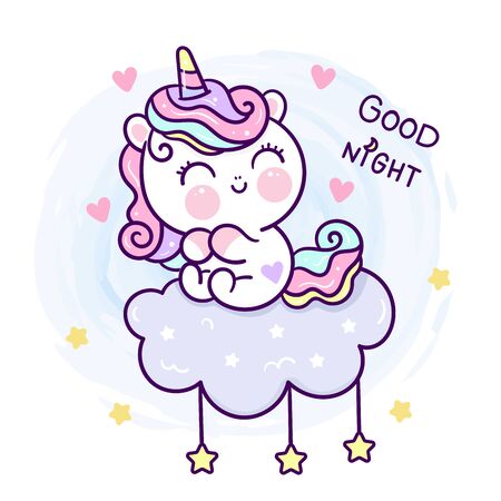 Flat unicorn fairy seamless pattern cartoon Pony Child vectorのイラスト素材