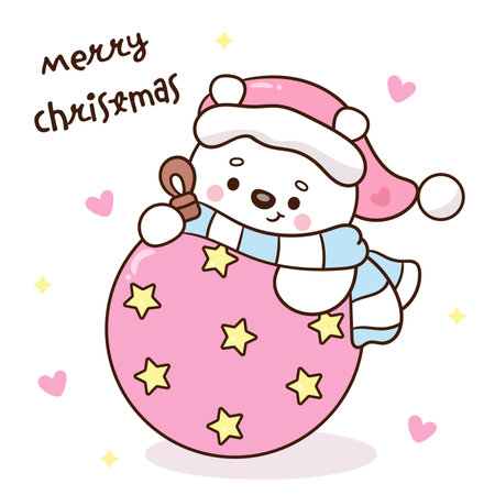 Christmas greeting card with cute snowman, vector illustration in cartoon styleのイラスト素材