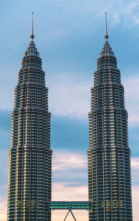 KUALA LUMPUR, MALAYSIA - OCTOBER 23: Petronas Twin Towers at on OCTOBER 23, 2016 in Kuala Lumpur. Petronas Towers are twin skyscrapers and were tallest buildings in the world until 2004のeditorial素材