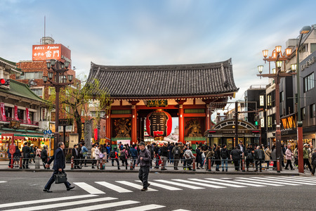 TOKYO, JAPAN - April 12, 2017: Sensji, also known as Asakusa Kannon Temple  is a Buddhist temple located in Asakusa. It is one of Tokyo's most colorful and popular temples.のeditorial素材