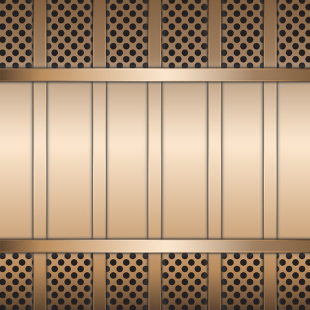 Stainless steel metal plate perforated and steel bar background. Vector design.のイラスト素材
