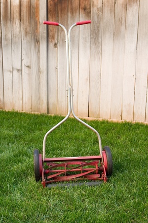 Old reel lawnmowerの写真素材