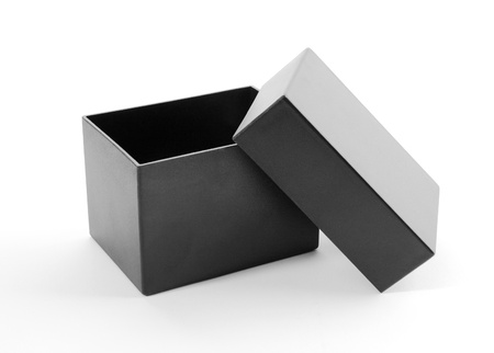 Close-up of an open black gift boxの写真素材