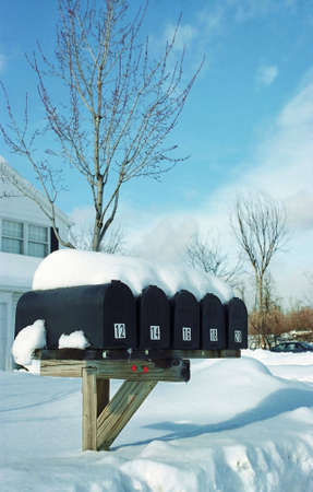 Mail box in the snow. Picture taken morning, January 1stの写真素材